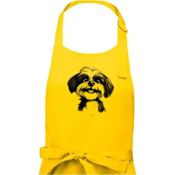 Kuchyňská zástěra Lhasa Apso karikatura hlava - Pánská zástěra na vaření - Univerzální velikost ( Žlutá )