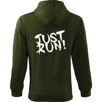 Pánská mikina Just run - Mikina s kapucí na zip trendy zipper - M ( Military )