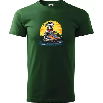 Pánské tričko Chrt na vodním skútru - Triko extra velké (5-8XL) - 7XL ( Lahvově zelená )