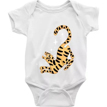 Kojenecký body Tygr s hvězdami (studio-arte.cz) - Body kojenecké s krátkým rukávem - Krátký r. do 3 měs ( Bílá )