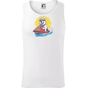 Husky na vodním skútru - Tílko pánské Core - M ( Bílá )