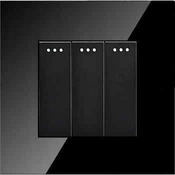 vypínač Trojitý schodišťový vypínač černý, sada s rámečkem MIUUN