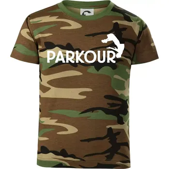 Chlapecké oblečení Parkour - salto - Dětské maskáčové triko - 134 cm/8 let ( Hnědý maskáč )