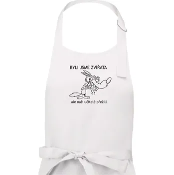 Kuchyňská zástěra Školní triko - Zvířata - Pánská zástěra na vaření - Univerzální velikost ( Bílá )