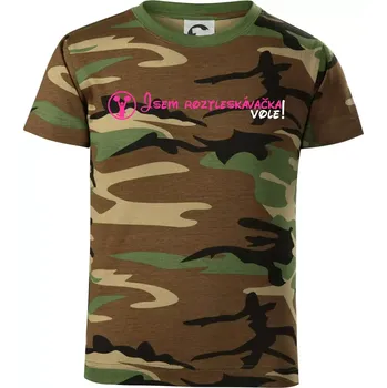 Jsem roztleskávačka! Vole! - Dětské maskáčové triko - 134 cm/8 let ( Hnědý maskáč )