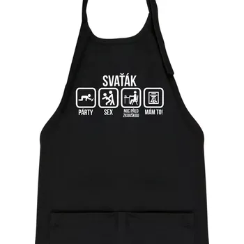 Kuchyňská zástěra Svaťák - Dětská zástěra na vaření - Univerzální velikost ( Černá )