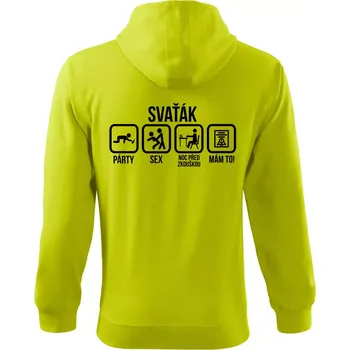 Pánská mikina Svaťák - Mikina s kapucí na zip trendy zipper - M ( Limetková )