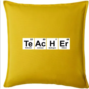 Polštář Periodická tabulka - Teacher - Polštář 50x50 - 50x50 - Pouze potah ( Žlutá )