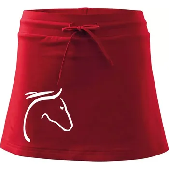 Dámská sukně Kůň - hlava silueta - Sportovní sukně - two in one - XS ( Červená )
