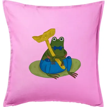 Polštář Žába s houbou (studio-arte.cz) - Polštář 50x50 - 50x50 - Pouze potah ( Růžová )