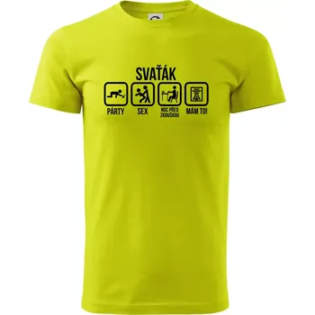 Pánské tričko Svaťák - Klasické pánské triko vyšší gramáže - M ( Limetková )
