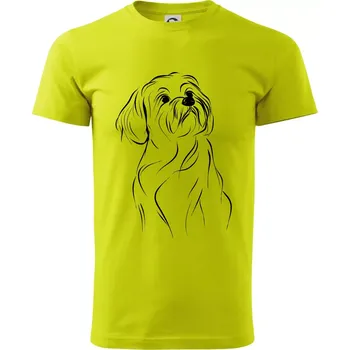 Lhasa Apso černý nákres slabé linky - Klasické pánské triko vyšší gramáže - 2XL ( Limetková )