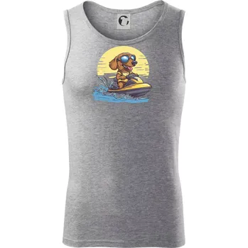 Jezevčík na vodním skútru - Tílko pánské Core - M ( Tmavě šedý melír )