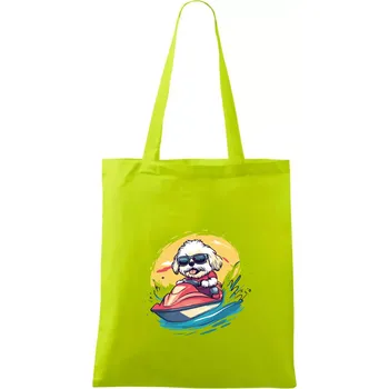 Lhasa Apso na vodním skútru - Taška bavlněná - 42 x 38 cm ( Limetková )
