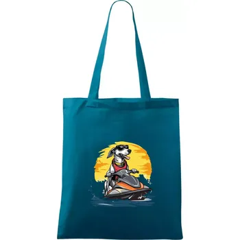 Chrt na vodním skútru - Taška bavlněná - 42 x 38 cm ( Petrolejová )
