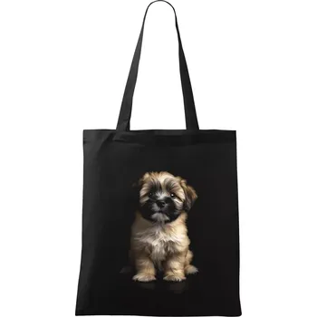 Nákupní taška Lhasa Apso štěně černá fotka - Taška bavlněná - 42 x 38 cm ( Černá )