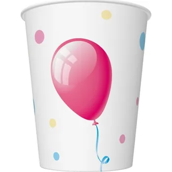 Jednorázové nádobí Kelímky "Dort s balónky" / 8 kusů