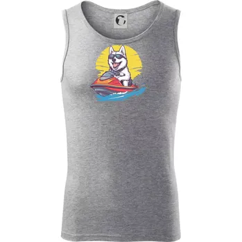 Husky na vodním skútru - Tílko pánské Core - S ( Tmavě šedý melír )