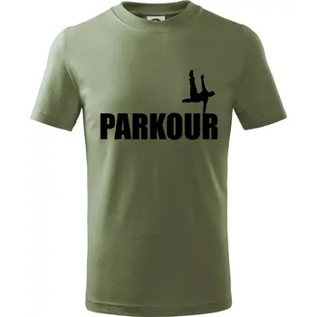 Parkour - na jedné ruce - Tričko dětské bavlněné - 134 cm/8 let ( Khaki )