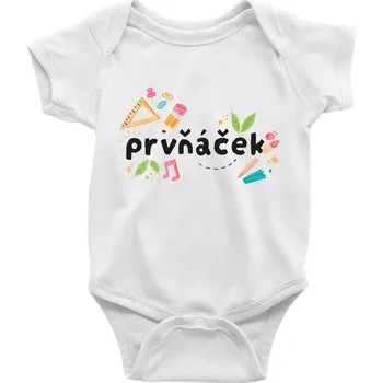 Kojenecký body Prvňáček - tiskací - Body kojenecké s krátkým rukávem - Krátký r. do 3 měs ( Bílá )