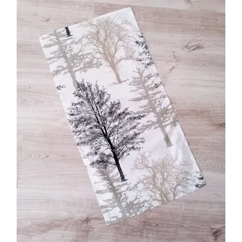 Prostěradlo Běhoun bílý, černý, odstíny šedé 160 x 50 cm