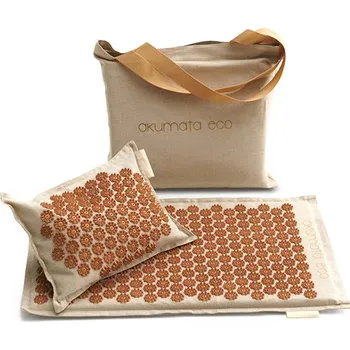 Masáž Akumata Eco ekologická akupresurní podložka s polštářem - přírodní len-zlato