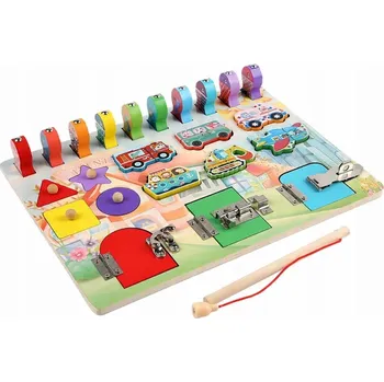 Dřevěná hračka MANIPULAČNÍ RYBIČKY STAVEBNICE RYBAMI MONTESSORI BLOKY