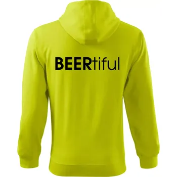 Pánská mikina Pivní nápisy BEERtiful - Mikina s kapucí na zip trendy zipper - 3XL ( Limetková )