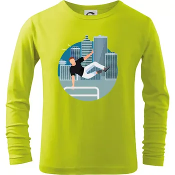 Dětská móda Parkour ve městě - Triko dětské Long Sleeve - 122 cm/6 let ( Limetková )