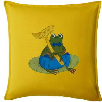 Polštář Žába s houbou (studio-arte.cz) - Polštář 50x50 - 50x50 - Pouze potah ( Žlutá )