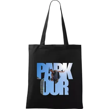 Nákupní taška Parkour nápis nebe - Taška bavlněná - 42 x 38 cm ( Černá )