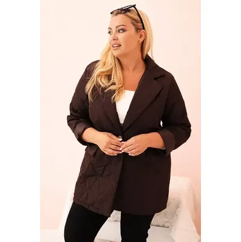 Kesi Włoski Dámská bunda Plus Size prošívaná s límcem a knoflíkem hnědá Kesi Włoski černá | bílá | hnědá 3377181