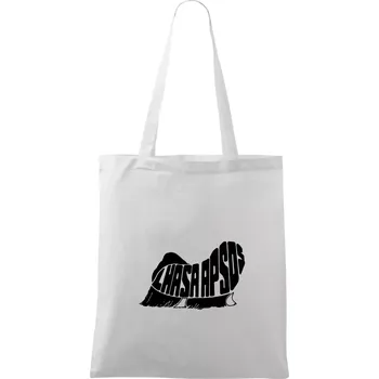 Nákupní taška Lhasa Apso nápis v těle - Taška bavlněná - 42 x 38 cm ( Bílá )