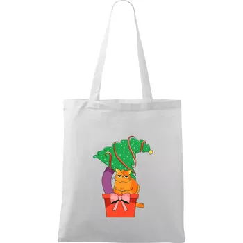 Kočka a stromeček - Taška bavlněná - 42 x 38 cm ( Bílá )