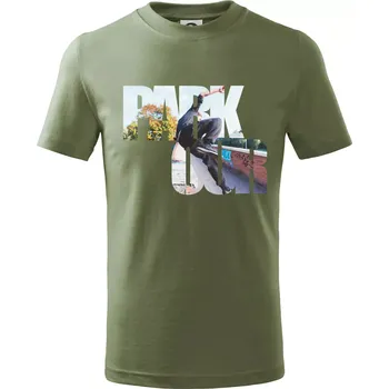 Parkour nápis ve městě - Tričko dětské bavlněné - 122 cm/6 let ( Khaki )