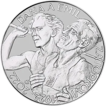 Česká mincovna Stříbrná mince 200 Kč Dana Zátopková, Emil Zátopek 2022 Standard 13 g
