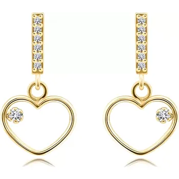 Náušnice Zlaté 14K náušnice se zirkonovou linkou a srdcem