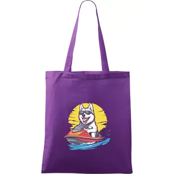Husky na vodním skútru - Taška bavlněná - 42 x 38 cm ( Fialová )