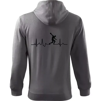 Pánská mikina EKG hod diskem - Mikina s kapucí na zip trendy zipper - 2XL ( Ocelově šedá )