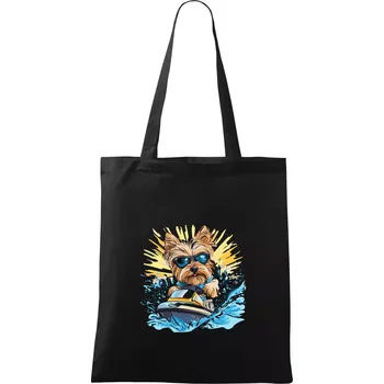 Yorkšírský teriér na vodním skútru - Taška bavlněná - 42 x 38 cm ( Černá )