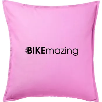 Polštář Bike nápisy Bikemazing - Polštář 50x50 - 50x50 - Včetně výplně ( Růžová )
