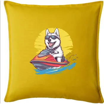Polštář Husky na vodním skútru - Polštář 50x50 - 50x50 - Pouze potah ( Žlutá )