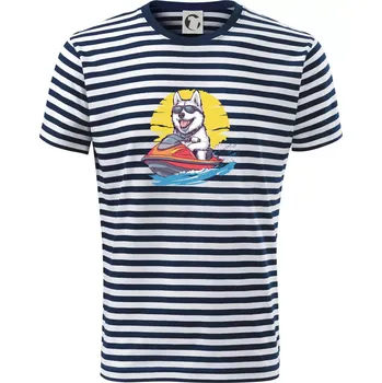 Pánská móda Husky na vodním skútru - Triko na vodu - L ( Prouhovaná )