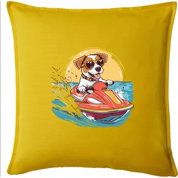 Polštář Jack russell teriér na vodním skútru - Polštář 50x50 - 50x50 - Pouze potah ( Žlutá )