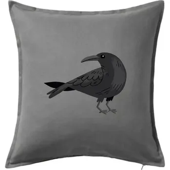 Polštář Vrána kreslená (studio-arte.cz) - Polštář 50x50 - 50x50 - Pouze potah ( Tmavě šedý melír )