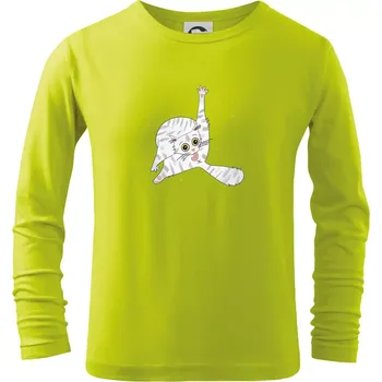 Kočka čistotná (studio-arte.cz) - Triko dětské Long Sleeve - 134 cm/8 let ( Limetková )