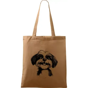 Nákupní taška Lhasa Apso karikatura hlava - Taška bavlněná - 42 x 38 cm ( Cappuccino )