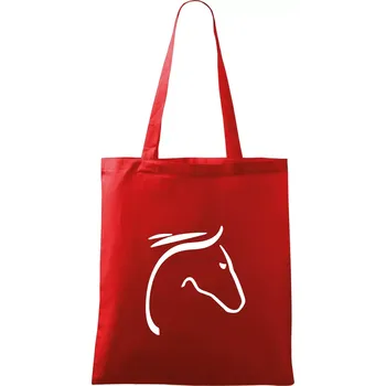 Nákupní taška Kůň - hlava silueta - Taška bavlněná - 42 x 38 cm ( Červená )
