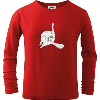 Chlapecké tričko Kočka čistotná (studio-arte.cz) - Triko dětské Long Sleeve - 122 cm/6 let ( Červená )