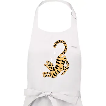 Kuchyňská zástěra Tygr s hvězdami (studio-arte.cz) - Dámská zástěra na vaření - Univerzální velikost ( Bílá )